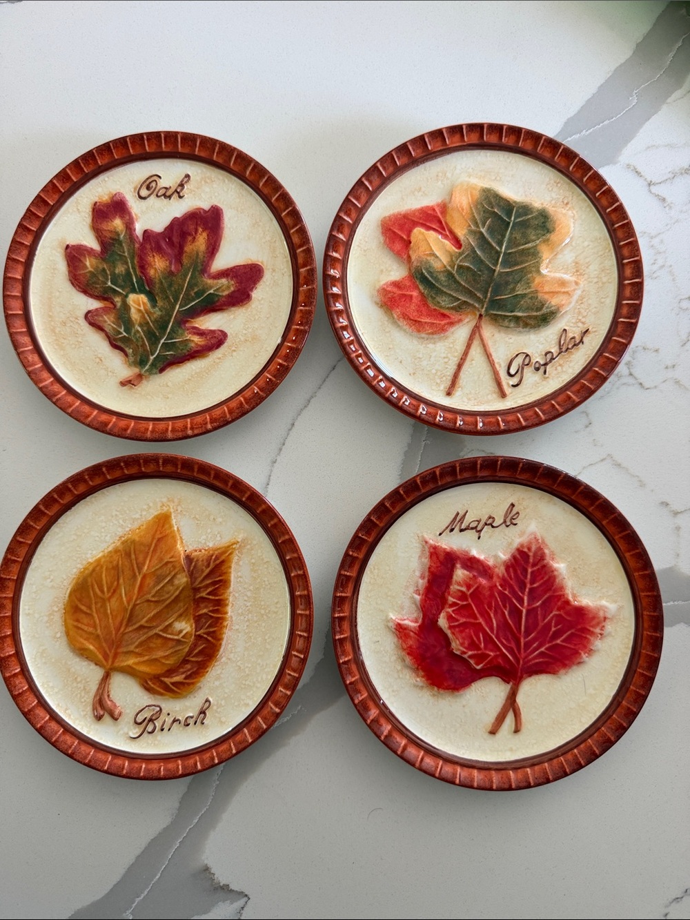 MWW Set of 4 Leaf Wall mini plates – Oak, Poplar, Birch, Maple